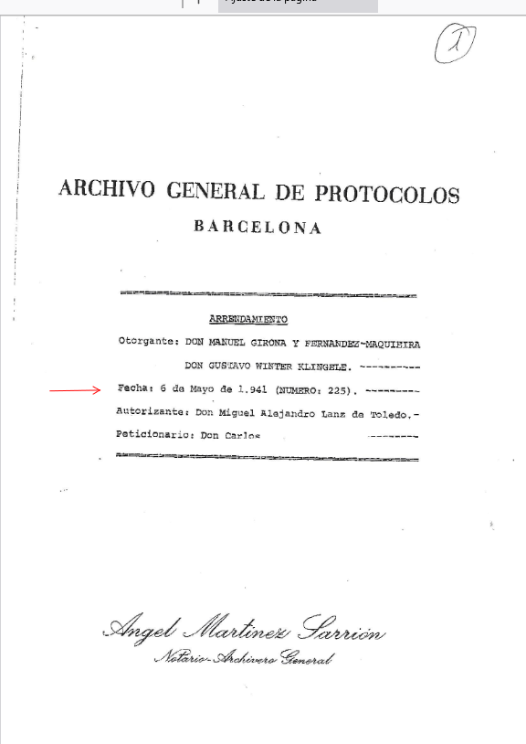 Ratificación y escritura del arrendamiento de Jandia el 6 de julio de 1946